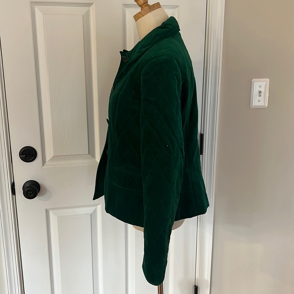 Green velvet button down coat - Picture 3 of 9